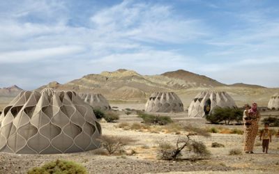 Inspired by Syrian refugee crisis, weaved homes collect rain water and store solar energy