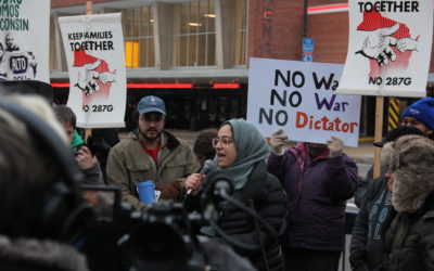 Immigration Supporters Face Trump Rally Attendees
