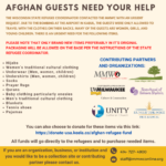 Supplies needed for Afghan guests