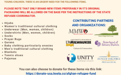 Supplies needed for Afghan guests